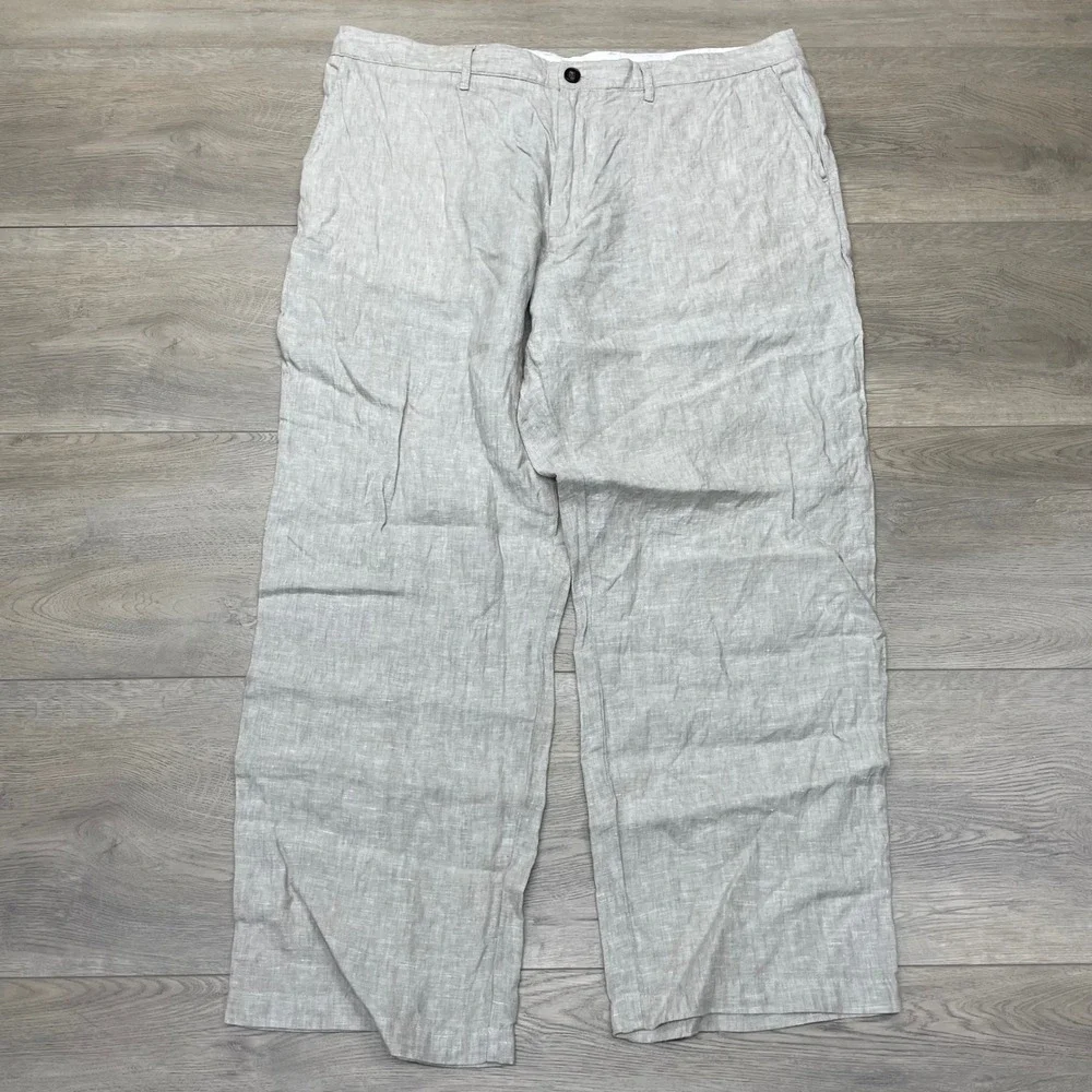 Quince European Linen Trousers Mens 40x30 Flax Tan Straight Leg Pants